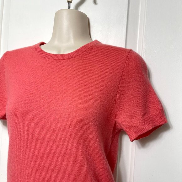 J.Crew 100% Cashmere Womens Short Sleeve Crewneck Sweater Coral Pink Size S - Picture 4 of 6